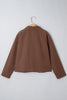 Dark Brown Collared Buttoned Leopard Liner Patchwork Chic Jacket