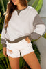 Parchment Striped Colorblock Patchwork Drop Shoulder Sweatshirt