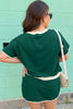 Evergreen Plus Size Contrast Trim T Shirt and Skirt Two Piece Set