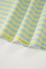 Green Stripe Drop Shoulder Boxy Casual Terry Short Set