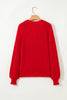 Racing Red Solid Textured Knit V Neck Drop Shoulder Sweater