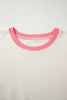 White Color Block Striped Patchwork Dolman Slit Sweatshirt