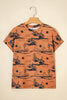 Chestnut Desert Sand Print Short Sleeve Knit Top