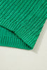 Bright Green Solid Color Knit High Neck Short Sleeve Sweater