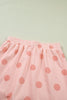 Sky Blue Ribbed Trim Polka Dot Print Tank Split Mini Skort 2pcs Set
