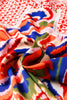 Red Paisley Geometric Mixed Print Patchwork Puff Sleeve Blouse Top