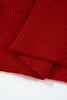 Racing Red Lantern Sleeve V Neck Knot Back Sweater