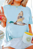 Light Blue Flying Mallard Print Western Graphic Tee