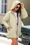 Beige Quilted Snap Button Hooded Coat