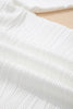 White Solid Color Textured Zip V Neck Pullover Sweatshirt