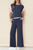 White Color Block Detail Casual Two-piece Set