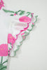 Pink Wild Flower Print Contrast Trim Scallop Detail Short Sleeve Blouse