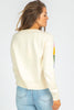 White Stripe Colorful Pattern Button Front Sweater Cardigan