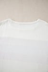 White Corded Exposed Seam Knit Patchwork Drop Sleeve Top