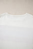 White Corded Exposed Seam Knit Patchwork Drop Sleeve Top