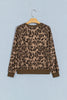 Brown Leopard Print Striped Detail Relaxed Pullover Sweatshirt