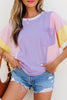 White Color Block Patchwork Half Sleeve Oversized T Shirt