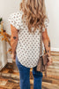 White Boho Pattern Tiered Ruffled Sleeve V Neck Buttoned Blouse
