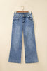 Beau Blue Acid Wash Pocket Detail Flare Jeans