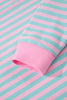 Pink Stripe Color Block Detail Long Sleeve Pullover Elastic Waist Pull On Shorts 2pcs Set