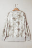 Gray KENTUCKY Raw Seam Detail Leafy Camouflage Baggy Sweatshirt