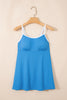 Dusk Blue Color Block Edge Ribbed Pocketed Lined Swim Dress