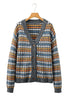 Multicolour Dotty Pattern Knit Button Front V Neck Sweater Cardigan