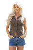 Brown Leopard Print Slim Denim Vest
