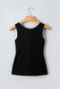 Oatmeal Solid Color Wide Strap Splicing Athleisure Tank Top