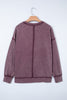 Red Sandalwood Mineral Wash Exposed Seam Side Slit Sweatshirt