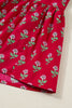 Red Floral Print Contrasted V Neck Short Bubble Sleeve Mini Dress