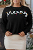 Black Merry Colorful Dot Detail Christmas Drop Shoulder Sweater