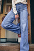 Beau Blue Tailored Center Seam Detail Straight Loose High Rise Jeans