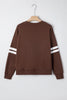 Coffee Varsity Striped Detail Drop Shoulder Oversized Sweatshirt