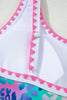 Pink Leopard Ricrac Trim Square Neck High Waist Bikinich