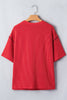 Fiery Red USA Graphic Half Sleeve Loose Ribbed Top