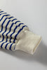 Blue Stripe Textured Elbow Patched Crew Neck Drop Shoulder Sweatshirt