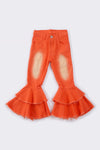 Orange double layered denim jeans