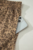 Khaki Leopard Print Star Patched Drawstring Elastic Waist Jogger Pants