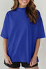 Beau Blue Solid Color High Neck Oversize Tee
