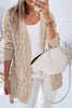 Jet Stream Cable Knit Eyelet Side Pockets Baggy Cardigan