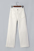 White Solid Color Scalloped Patch Pocket Shift Jeans