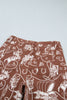 Brown Western Print Casual Shift Jeans