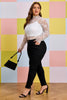 White Plus Size Floral Mesh Long Sleeve Top