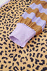 Purple Leopard Striped Patchwork Plus Size Loose Sweatshirt