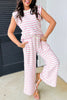Rose Stripe Casual Wide Leg 2pcs Pants Set