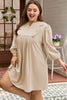Parchment Notched Neck Scallop Detail Plus Size Mini Dress