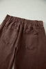 Coffee Solid Color Square Patch Pocket Ankle-length Barrel Jeans