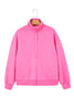 Bright Pink Half Button Stand Neck Drop Shoulder Sweatshirt