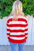 Red Stripe holly jolly Letter Embroidered Pullover Sweatshirt